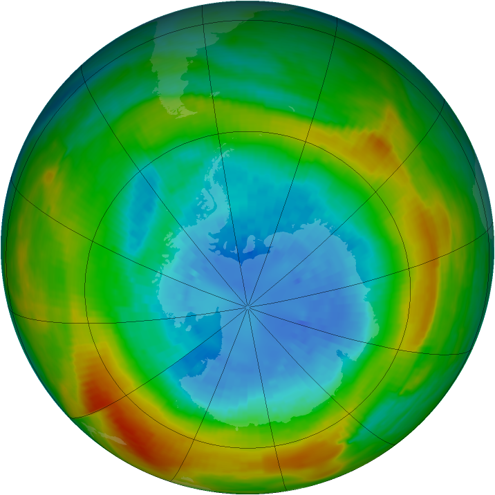Antarctic ozone map for 13 September 1980
